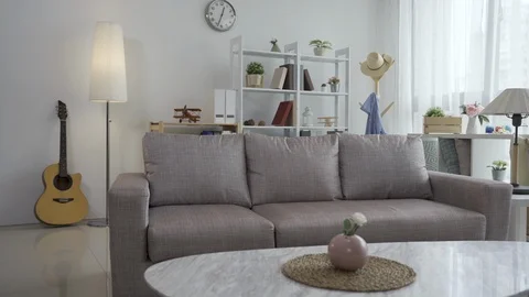Cloudy day lamp lighting cozy place in house. Video stock 120316280
