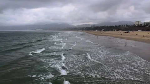 Cloudy Day at Malibu Beach, CA Stock Footage 252149341