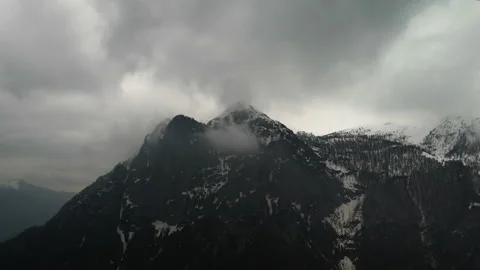 Cloudy day mountain peak hyperlapse from a drone Stock Footage 152284958