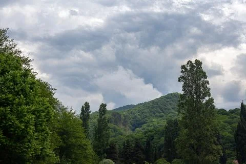 Cloudy day in the mountains Stock Photos