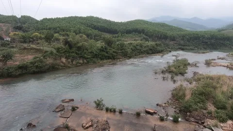 Cloudy day in the mountains, rocks, stream. North of Vietnam Video stock 172342369