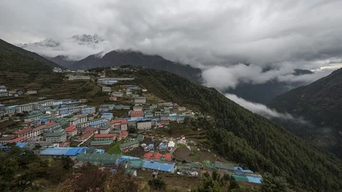 Cloudy day in Namche Bazaar Stock Footage 121491561