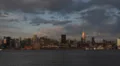 Cloudy Day, New York City NYC Skyline, Red Dark Sunset Light Manhattan HD Footage