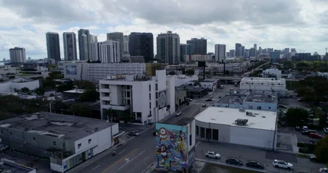 Cloudy day over Edgewater in Miami Stock Footage 172506967