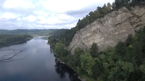 On a cloudy day over the river Video stock 103932874