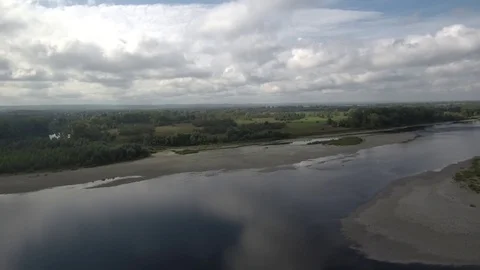 On a cloudy day over the river Video stock 103932882