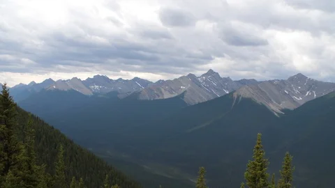 Cloudy day in the rocky mountains Stock Footage 114888732