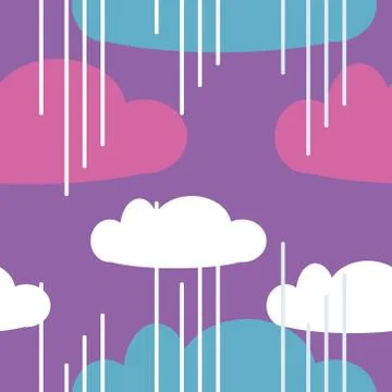 Cloudy day seamless pattern vector colourful background Stock Illustration