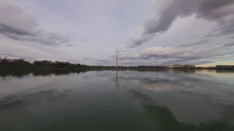 Cloudy Day at the Tidal Basin with Washington Monument Stock Footage 276964087