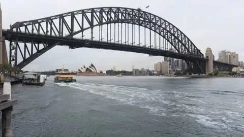 Cloudy day time lapse of Sydney city waterfront across harbour in 4k. Stock Footage 135446028