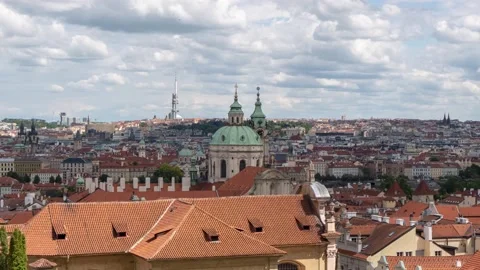 Cloudy Day Timelapse from Castle of St Nicholas Church Prague Czech Republic Stock Footage 143071979