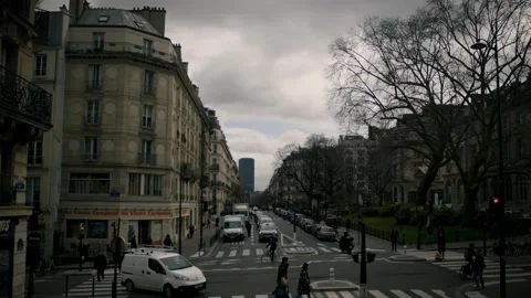 Cloudy Day Tracking Through Paris Streets Stock Footage 276190400
