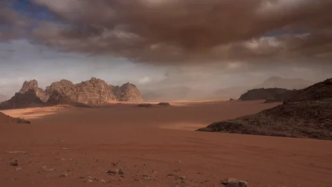 Cloudy day in Wadi Rum desert Stock Footage 83446929