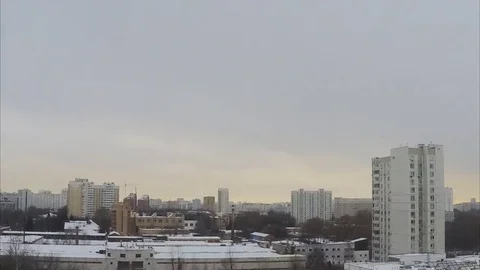 Cloudy Day In Winter In The City district Timelapse Stock Footage 82046958