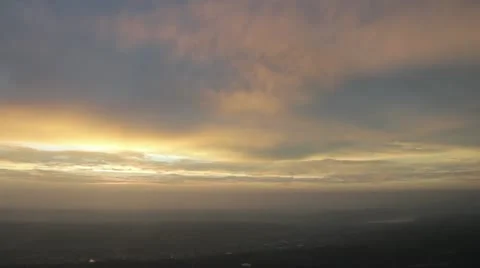 Cloudy Early Sunrise Aerial View 2 Stock Footage