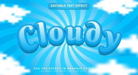 Cloudy editable text effect with blue cartoon style Stock-Illustration