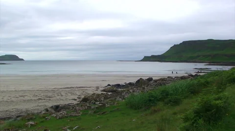Cloudy empty beach in Northern Britain Stock Footage 39830074