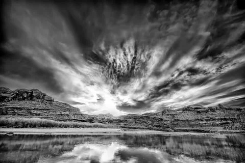 Cloudy Evening on the Colorado River Stock Photos