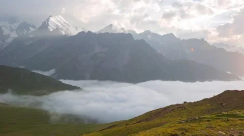 Cloudy evening in mountains Stock Footage 42685328