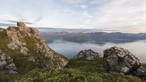 Cloudy evening over the mountains Stock Footage 123008364