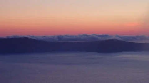 Cloudy evening over Santorini caldera, Greece Stock Footage 220238838