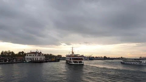 Cloudy evening at the pier Stock Photos