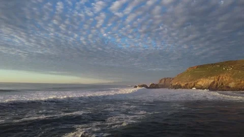 Cloudy evening in San Francisco beach ,Pacific Ocean Stock Footage 274038446