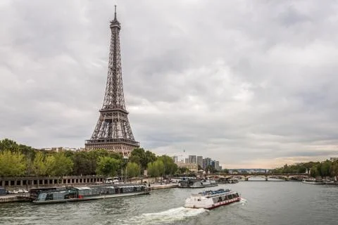 Cloudy evening summer at the Eiffel Tower Stock Photos