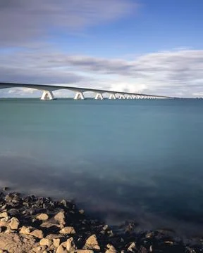 Cloudy evening at te Zeelandbridge Stock Photos