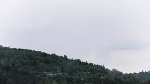 Cloudy evening time lapse of Carpathian mountains village Lastivka. Stock Footage 93257333