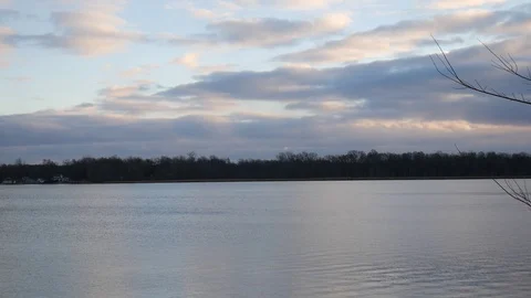 Cloudy Evening View of the Lake Stock Footage 107640740