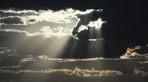 Cloudy eventide sky with sunbeams Stock Footage 50487608