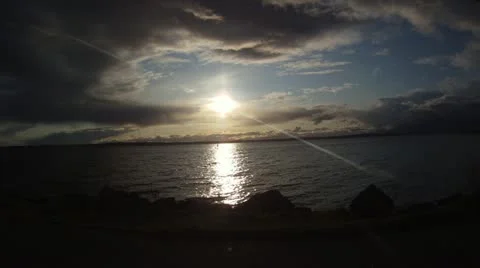 Cloudy fall sunset on Puget Sound Видео 10909494