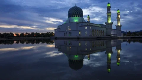 Cloudy Floating Mosque Stock Footage