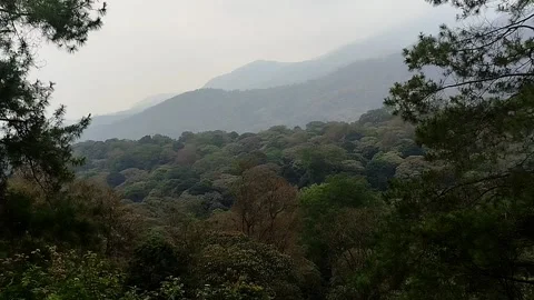 Cloudy fog mountain peak  Stock Footage 341827407