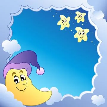 Cloudy frame with Moon  Stock Illustration