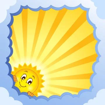 Cloudy frame with summer theme - eps10 vector illustration. Stock Illustration