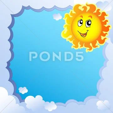 Cloudy frame with Sun Stock Illustration