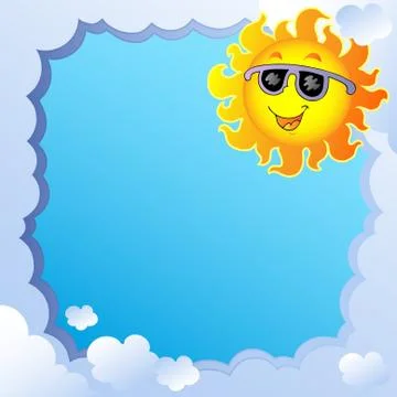 Cloudy frame with Sun  Stock Illustration