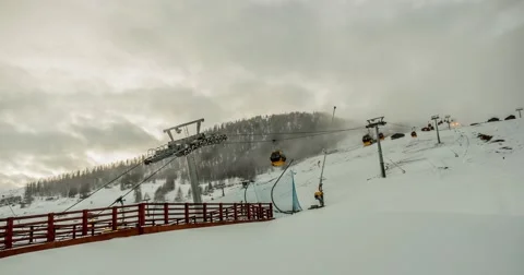 Cloudy Gondolas In Livigno Timelapse 4k Stock Footage 48466545
