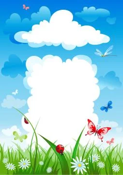 Cloudy house. Environmental background. Stock Illustration