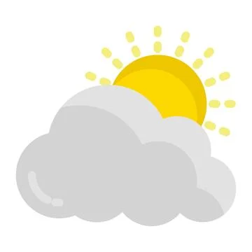 Cloudy icon in color fill. flat style. Isolated on white background Stock Illustration