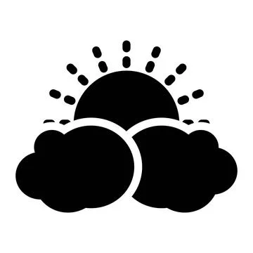 Cloudy icon line art style. Isolated on white background Stock Illustration