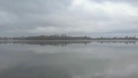 Cloudy Island River Stock Footage 146141467