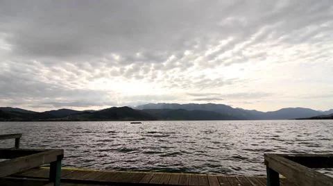 Cloudy landscape of Attersee Stock Footage 51135916