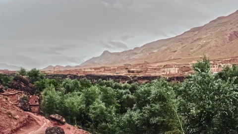 Cloudy Landscape In Bou Tharar. Southern Morocco - Time Lapse Vídeo Stock 146193423