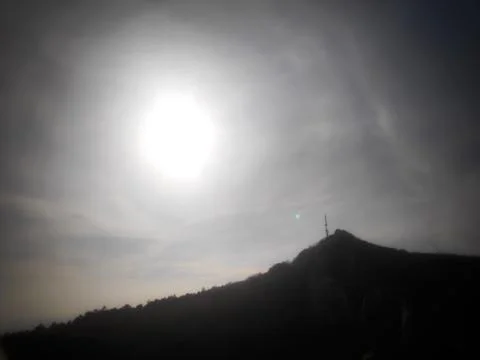 Cloudy Landscape – Distant Hill 写真素材