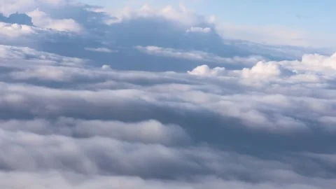 Cloudy landscape in flight, view from the window of the aircraft Stock Footage 246125081