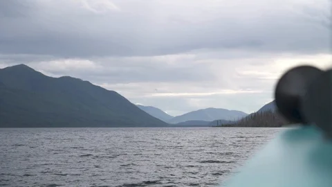 Cloudy Landscape Lake View from Boat 動画素材 129607417