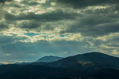 Cloudy landscape of the mountain. Stock Photos